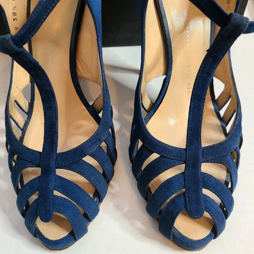 Giuseppe Zanotti Blue Suede Heels - Picture 6 of 15